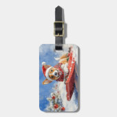 Étiquette À Bagage Basenji Chien en rebord Laisser neiger Noël (Devant Vertical)