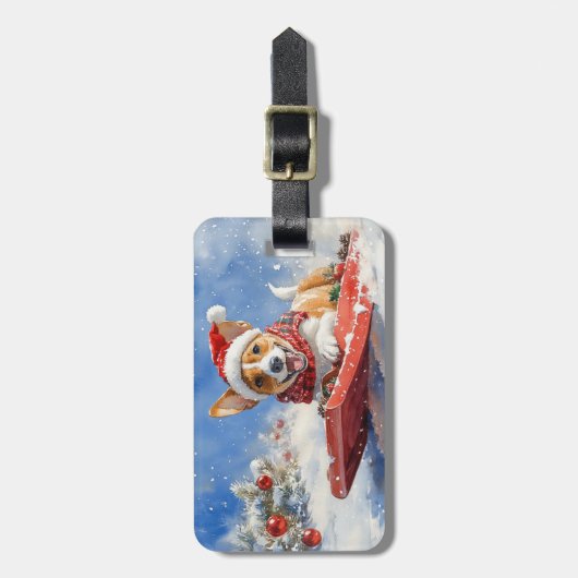Étiquette À Bagage Basenji Chien en rebord Laisser neiger Noël (Devant Vertical)