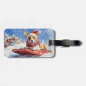 Étiquette À Bagage Basenji Chien en rebord Laisser neiger Noël (Dos horizontal)