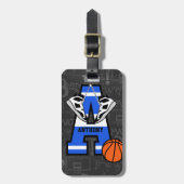 Étiquette À Bagage Basket-ball initial personnalisé (Devant Vertical)