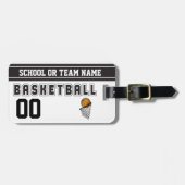 Étiquette À Bagage Basket-ball noir et blanc (Devant horizontal)