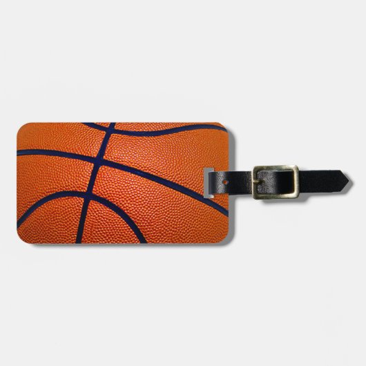 Étiquette À Bagage Basket-ball orange et noir (Devant horizontal)