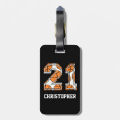 Étiquette À Bagage Basket-ball personnalisé numéro 21 (Dos Vertical)