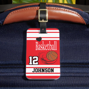 Étiquette À Bagage Basket-ball Rouge et Blanc