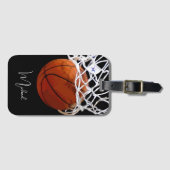 Étiquette À Bagage Basket-ball Votre nom (Devant Horizontal)