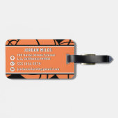 Étiquette À Bagage Basketball Orange Ball Custom Name & Jersey Number (Dos horizontal)