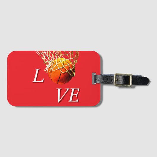 Étiquette À Bagage Basketball que j'aime (Devant Horizontal)
