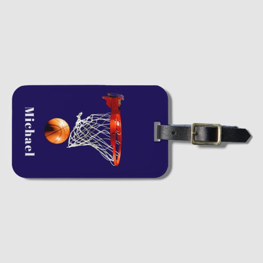 Étiquette À Bagage Basketball Replace with Your Name (Devant Horizontal)