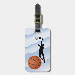 Étiquette À Bagage Basketball -- Silhouette de joueur plus ballon