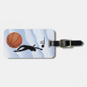 Étiquette À Bagage Basketball -- Silhouette of Player plus Ball (Devant horizontal)