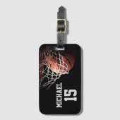 Étiquette À Bagage Basketball Votre Nom (Devant Vertical)