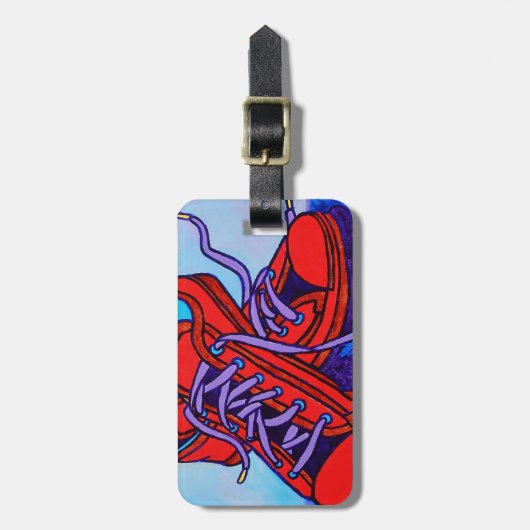 Étiquette À Bagage Baskets rouges deux (Devant Vertical)