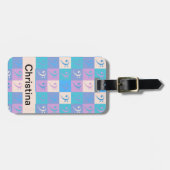 Étiquette À Bagage Bass Clef Music Pattern Pastel Personalize (Devant horizontal)