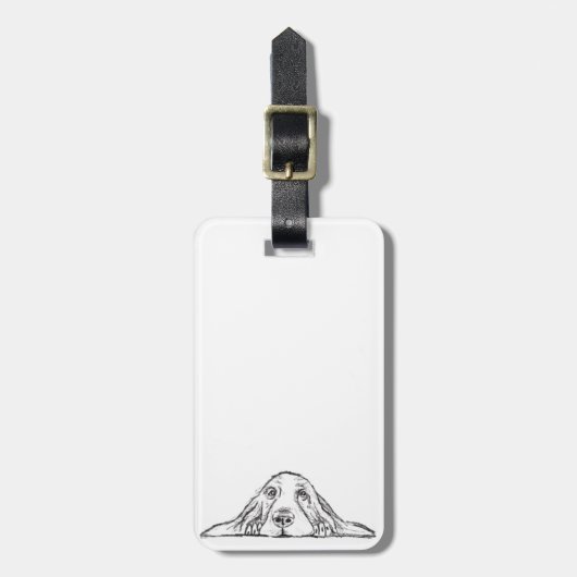 Étiquette À Bagage basset blanc (Devant Vertical)