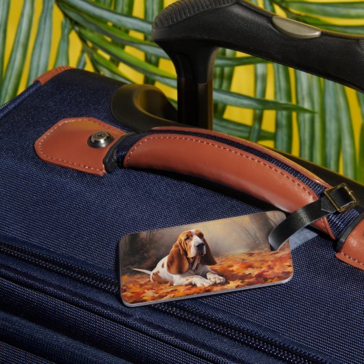 Étiquette À Bagage Basset Hound à l'automne Leaves automne Inspire (Verso Insitu 1)