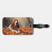 Étiquette À Bagage Basset Hound à l'automne Leaves automne Inspire (Dos horizontal)