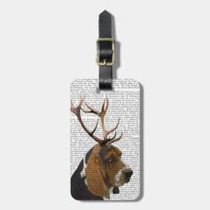 Étiquette À Bagage Basset Hound et Antlers