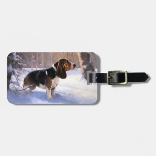 Étiquette À Bagage Basset Hound Laissez Tomber La Neige Noël