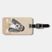 Étiquette À Bagage Basset Hound Peinture Chiot - Art Chien original (Devant horizontal)