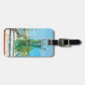 Étiquette À Bagage Bateau à crevettes à quai Impressionnisme Abstrait (Devant horizontal)