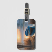 Étiquette À Bagage Bateau bleu rustique Matin Sky réflexion (Devant Vertical)