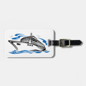 Étiquette À Bagage Bateau de croisière sur les vagues océaniques Voya (Devant horizontal)