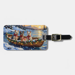 Étiquette À Bagage Bateau de Noël de Terrier de Skye pour les Fêtes