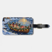 Étiquette À Bagage Bateau de Noël Pug Fêtes (Dos horizontal)