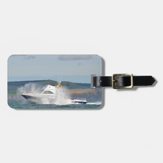 Étiquette À Bagage Bateau de pêche de loisirs (Devant horizontal)