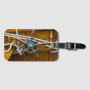 Étiquette À Bagage Bateau en bois antique