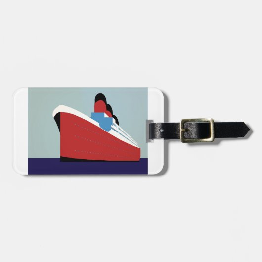 Étiquette À Bagage Bateau vintage (Devant horizontal)