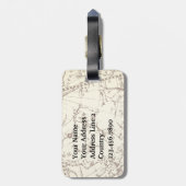 Étiquette À Bagage Bateau volant Steampunk sur la carte Zodiac avec I (Dos Vertical)