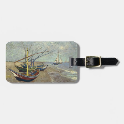 Étiquette À Bagage Bateaux de pêche sur la plage (Devant horizontal)
