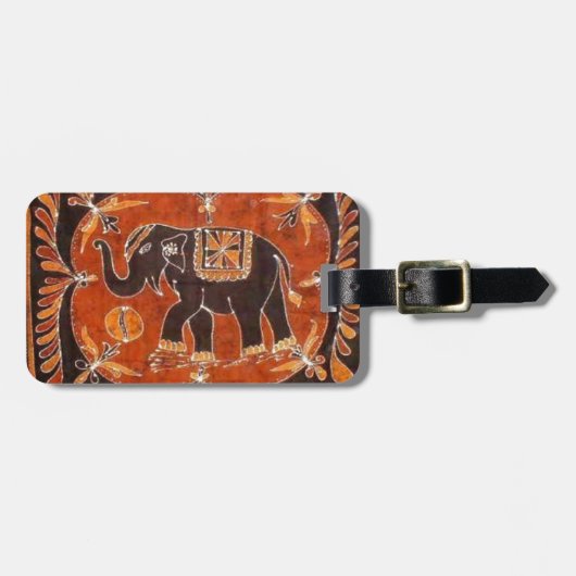 Étiquette À Bagage Batik d'éléphant (Devant horizontal)