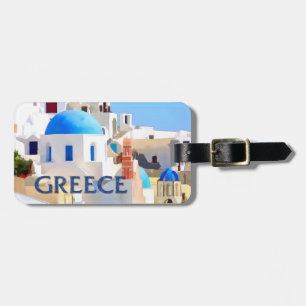 Étiquette À Bagage Bâtiments blancs de aveuglement en Grèce