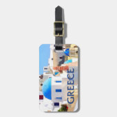 Étiquette À Bagage Bâtiments blancs de aveuglement en Grèce (Devant Vertical)