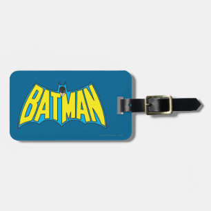 Étiquette À Bagage Batman Logo Vintage bleu jaune