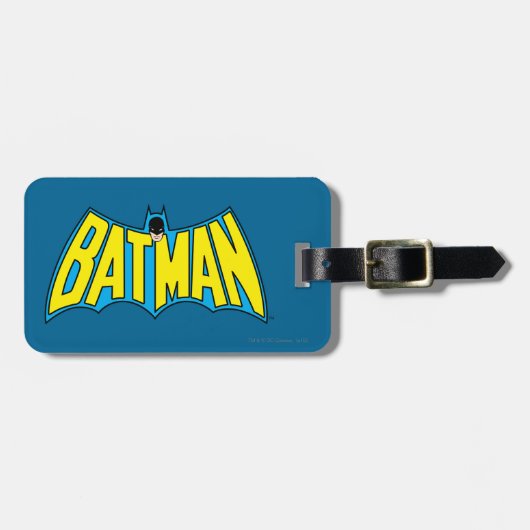 Étiquette À Bagage Batman | Logo Vintage bleu jaune (Devant horizontal)