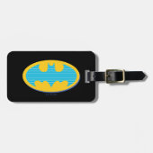 Étiquette À Bagage Batman | Symbole Cyan Stripes (Devant horizontal)