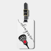 Étiquette À Bagage Bâton de Larcrosse Monogramme personnalisé Noir Bl (Devant Vertical)