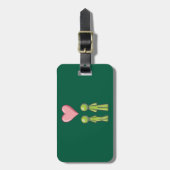 Étiquette À Bagage Bâton vert Figure Couple Rose Coeur amour (Devant Vertical)