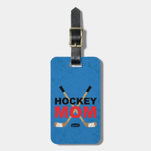 Étiquette À Bagage Bâtons de hockey de maman rouge (Devant Vertical)