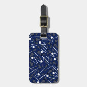 Étiquette À Bagage Bâtons de lacrosse de bleu marine (Devant Vertical)