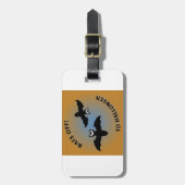 Étiquette À Bagage Bats d'Halloween bleu orange (Devant Vertical)