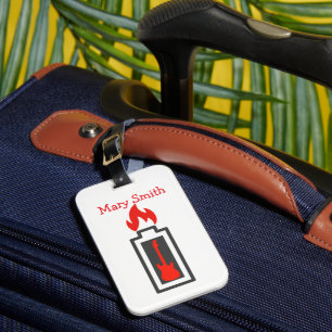 Étiquette À Bagage Batterie, guitare et flamme