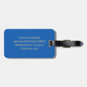 Étiquette À Bagage Batterie sur fond bleu (Dos horizontal)