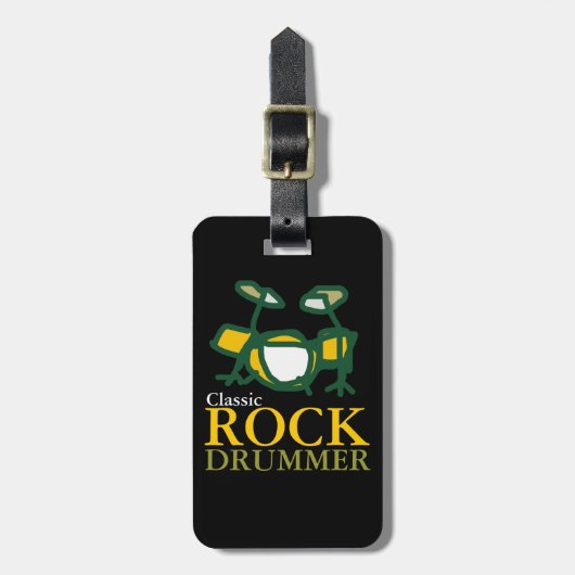 Étiquette À Bagage batteur de rock classique (Devant Vertical)