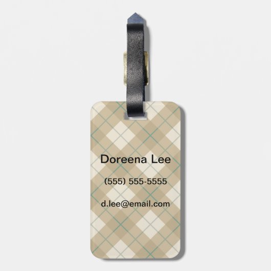Étiquette À Bagage Bavarder en or avec une bande verte (Dos Vertical)