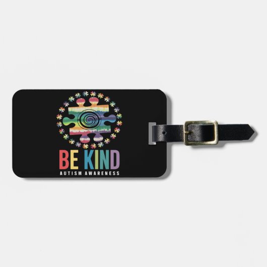 Étiquette À Bagage Be Kind Sensibilisation sur l'autisme Conception c (Devant horizontal)