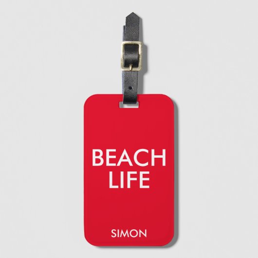 Étiquette À Bagage Beach Life Lifeguard Cadeau Rouge (Devant Vertical)